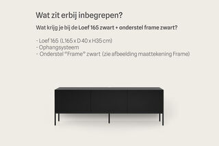 Tv-meubel + frame zwart, RAAT, Loef 165, Zwart